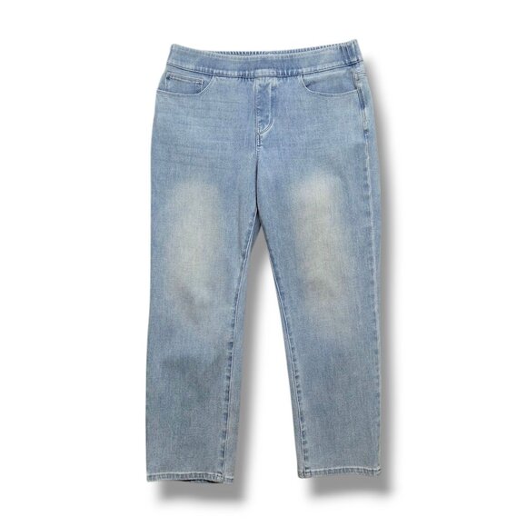 Soft Surroundings Crop Jeans Womens Medium Ultimate Denim Pull On‎ Straight - Picture 1 of 8